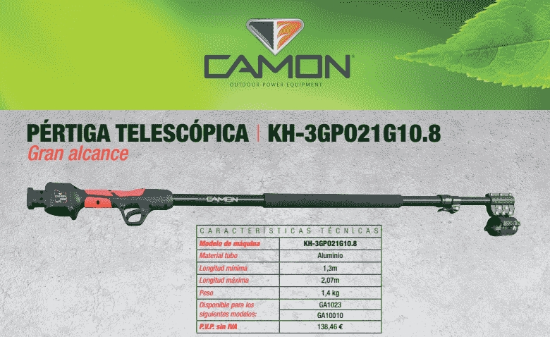 Pértiga telescópica en fibra de carbono - LONGITUD: hasta 1,8 metros